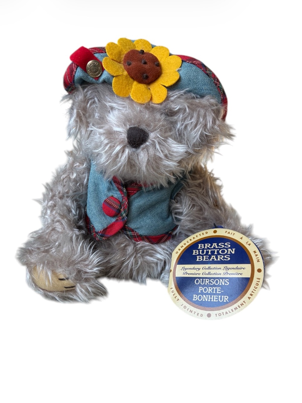 Vintage 90s Brass Button Bears NWT Blossom Teddy Bear Stuffed Animal 1996 NEW